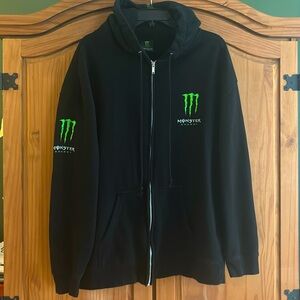 Monster Energy drink Unleash the Beast black zip front hoodie jacket XL Men’s